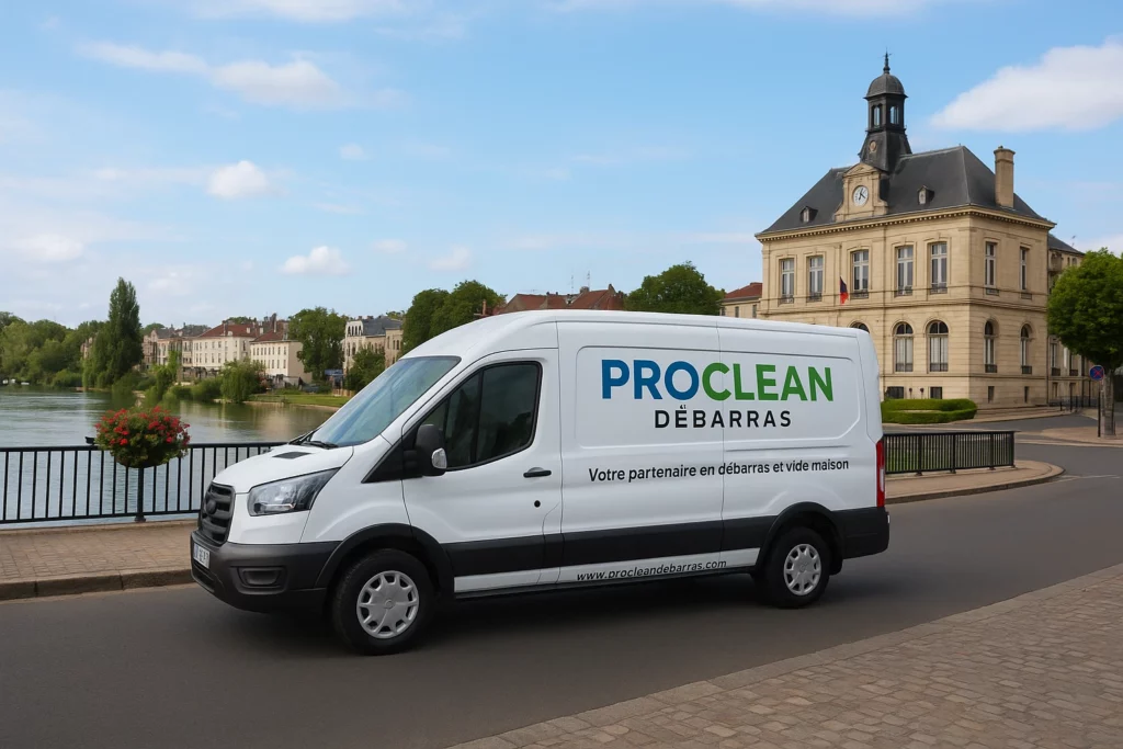 ProClean Débarras garée à Saint-Maur-des-Fossés près des bords de Marne, illustrant nos services de débarras et vide maison